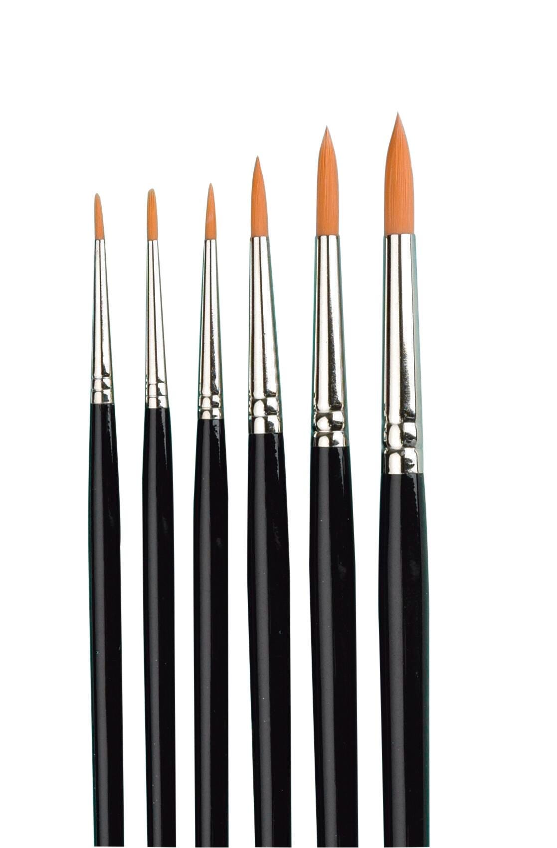 Sax True Flow Pointed Watercolor Paint Brushes, Round, Assorted Size, Set of 6, Item Number 462029